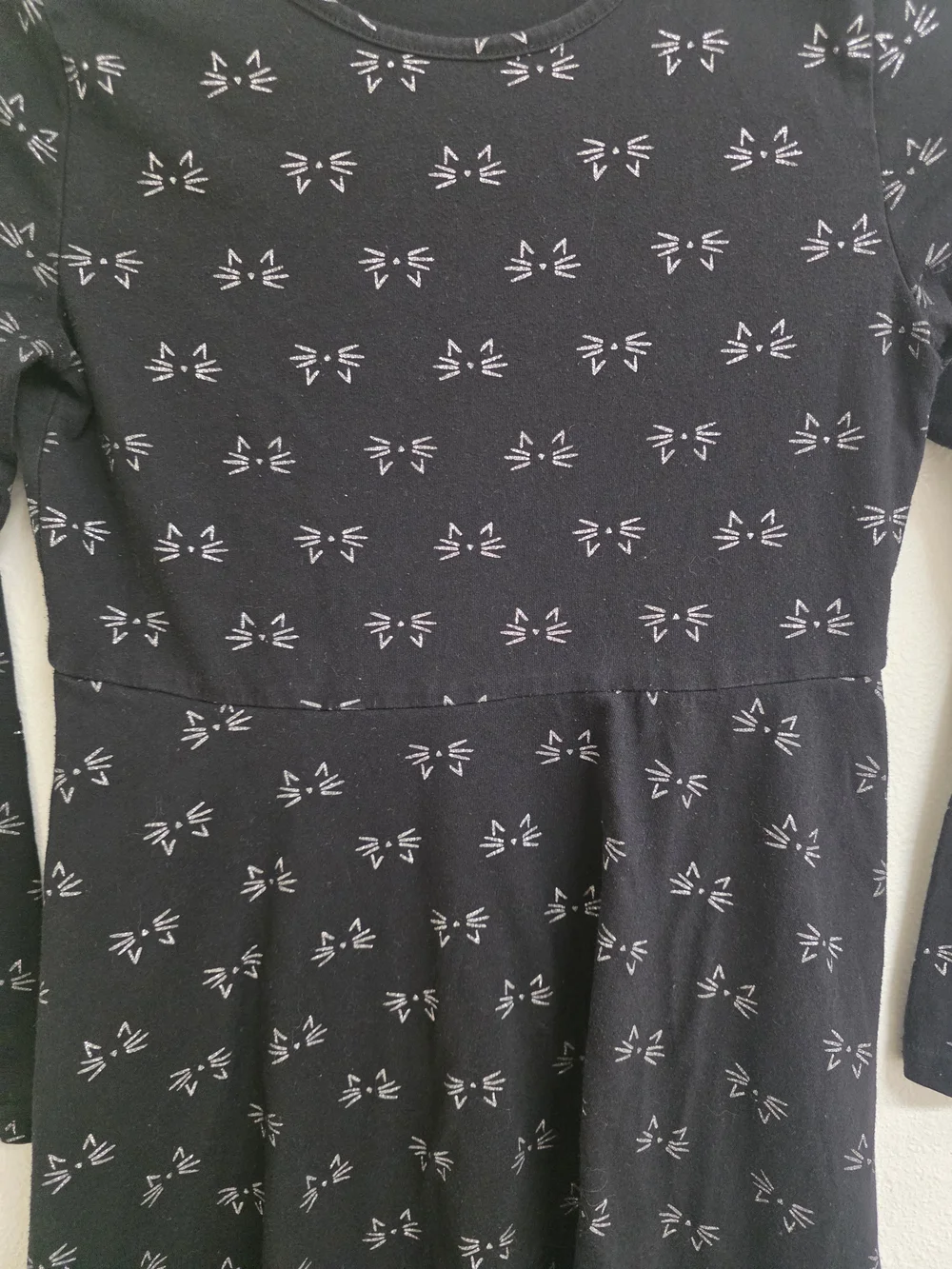 The Children's Place Black Knit Dress with White Cat Print (0638)